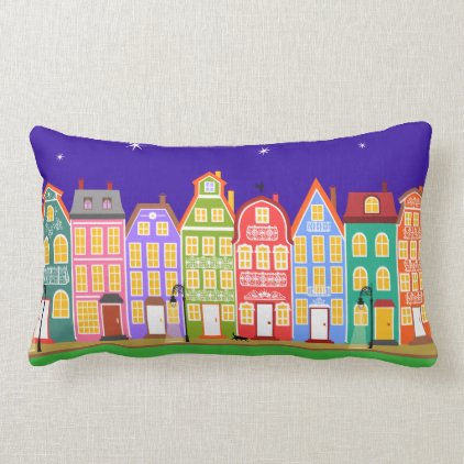 Cute Night Town Walking Cat Pillow