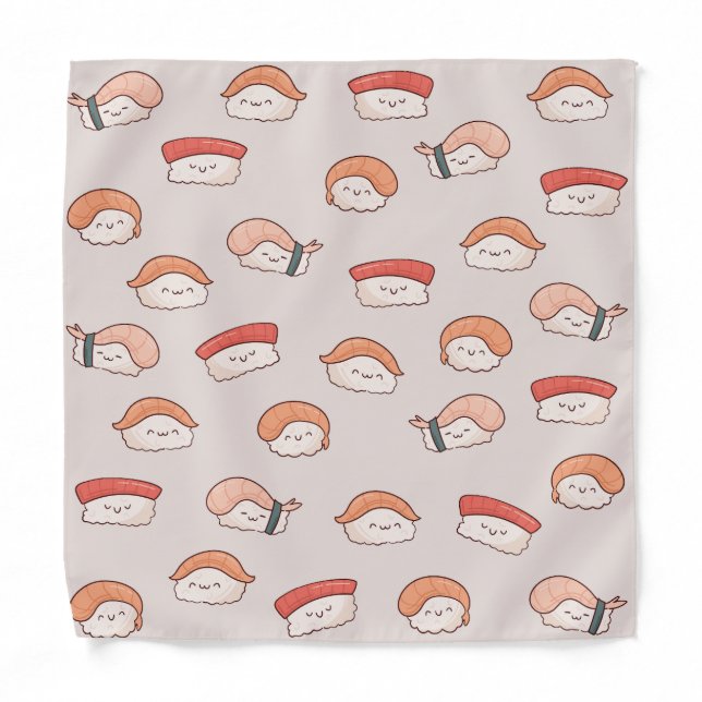 Cute Nigiri Sushi Seamless Pattern Bandana (Front)