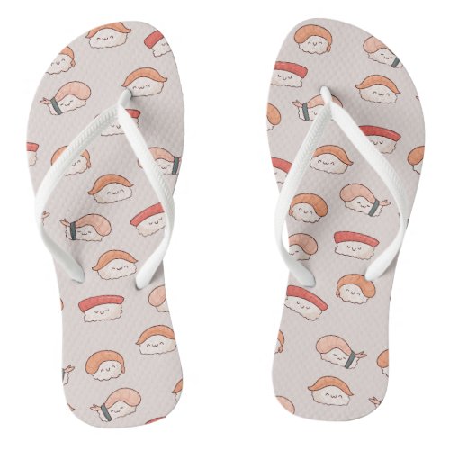 Cute Nigiri Sushi Seamless Pattern Flip Flops