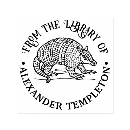 Cute Nine Banded Armadillo Library Book Name Self_inking Stamp