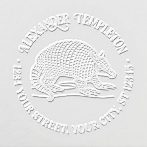 Cute Nine Banded Armadillo Name Return Address Embosser