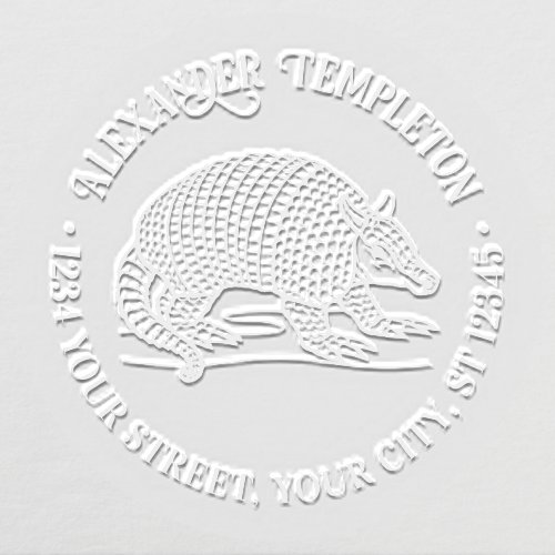 Cute Nine Banded Armadillo Name Return Address Embosser