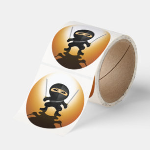 Cute Ninja Boy Twin Katana Anime Sticker Design