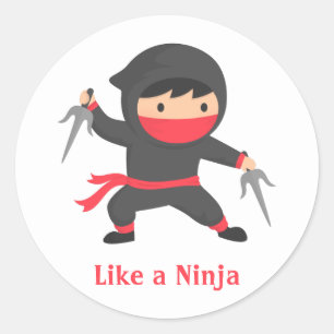 Cute Ninja Boy with Sai Weapons for Kids Classic Round Sticker