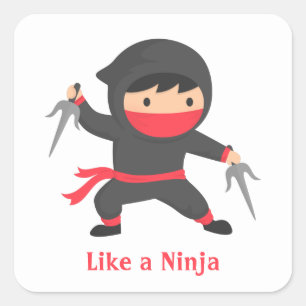 Cute Ninja Boy with Sai Weapons for Kids Square Sticker