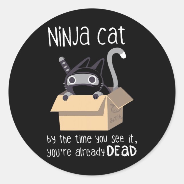 Cute Ninja Cat  Classic Round Sticker (Front)