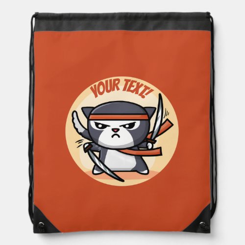 Cute Ninja Cat Drawstring Bag
