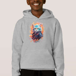 Cute Ninja Cat Warrior Design Hoodie