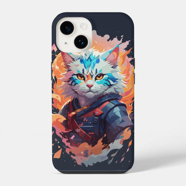 Cute Ninja Cat Warrior Design Iphone Case (Back)