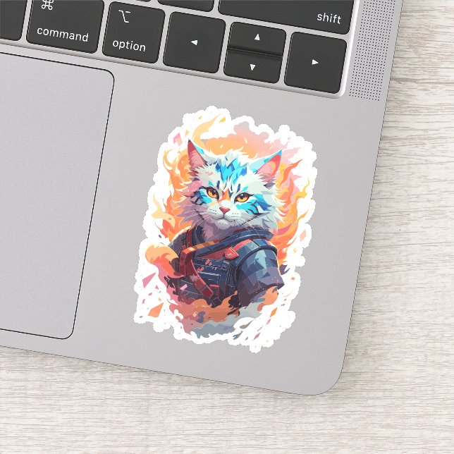 Cute Ninja Cat Warrior Design Sticker (Detail)