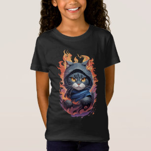 Cute Ninja Cat Warrior Design T-Shirt