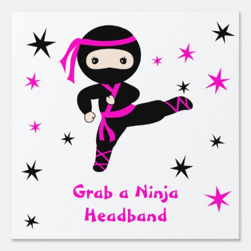 Cute Ninja Girl Birthday Party Yard Sign
