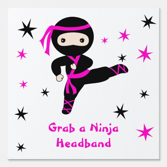 Cute Ninja Girl Birthday Party Yard Sign (Front)