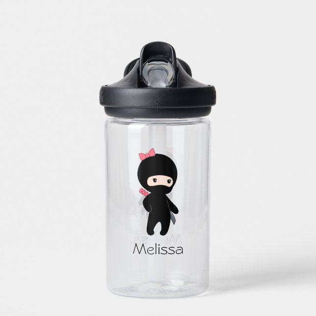 Cute Ninja Girl Water Bottle (Front)