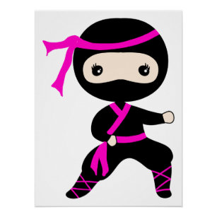 Cute Ninja Kids Punching Warrior Bday Party  Poster