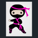 Cute Ninja Kids Warrior Girl Pink Bday Party  Poster<br><div class="desc">A ninja party accessory is designed for your child's next ninja themed birthday party. It features a group of cute little ninjas in a variety of positions. Make the birthday celebration a special event with matching party accessories. Whatever your little ninja warrior's favorite type of martial arts may be, you...</div>