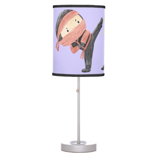 Cute Ninja _ Kids Watercolor Design Light Purple  Table Lamp