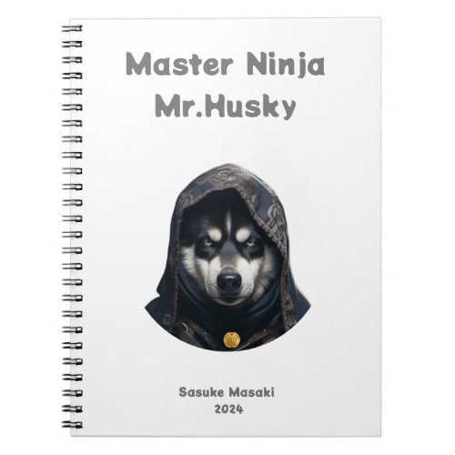 Cute Ninja Master Husky custom Notebook White 