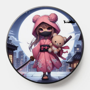 Cute Ninja/Samurai warrior girl & teddy PopSocket