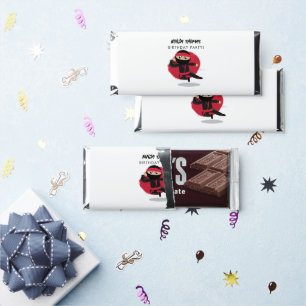 Cute Ninja Warrior Black & Red Kids Birthday Party Hershey Bar Favors