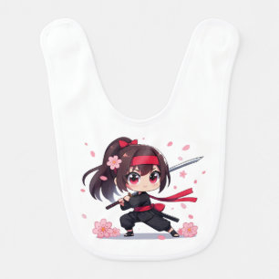 Cute ninja warrior blossom girl baby bib