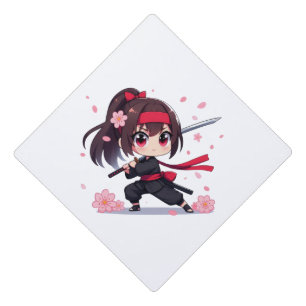 Cute ninja warrior blossom girl graduation cap topper