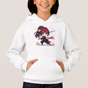 Cute ninja warrior blossom girl hoodie