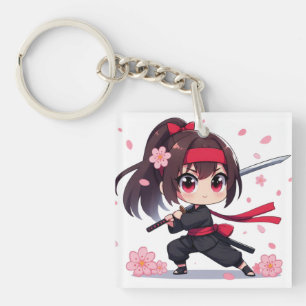 Cute ninja warrior blossom girl keychain