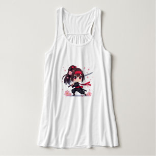 Cute ninja warrior blossom girl tank top