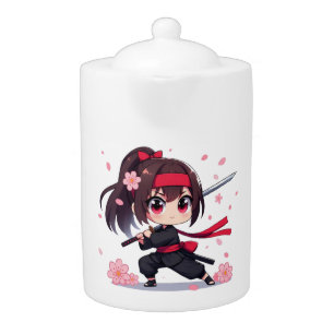Cute ninja warrior blossom girl teapot