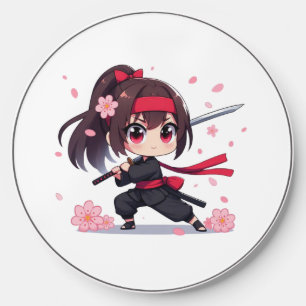 Cute ninja warrior blossom girl wireless charger 