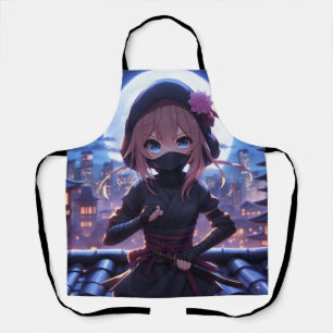 Cute ninja warrior girl apron