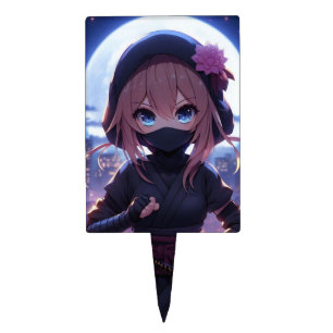 Cute ninja warrior girl cake topper