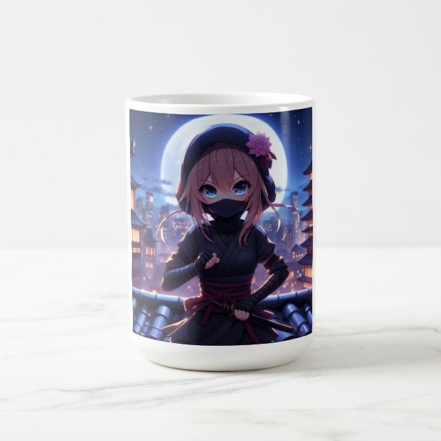 Cute ninja warrior girl  coffee mug (Center)