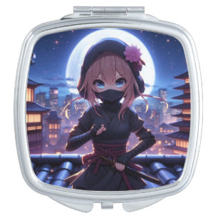 Cute ninja warrior girl  compact mirror