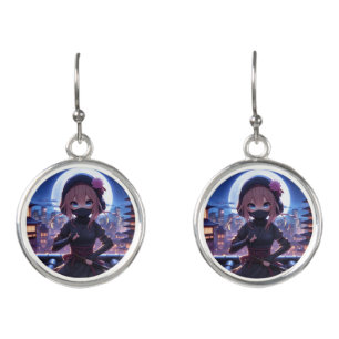 Cute ninja warrior girl  earrings