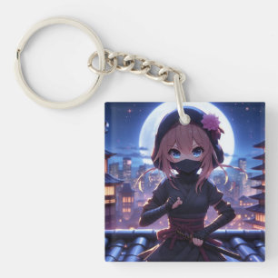 Cute ninja warrior girl keychain