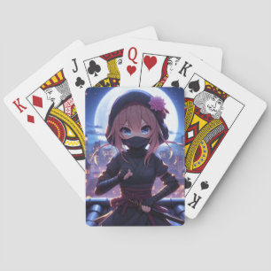 Cute ninja warrior girl poker cards