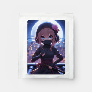 Cute ninja warrior girl tea bag drink mix