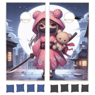 Cute ninja warrior girl & teddy cornhole set