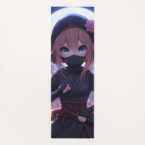 Cute ninja warrior girl  yoga mat