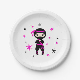 Cute Ninja Warrior Kid Girls Birthday Party Paper Plates