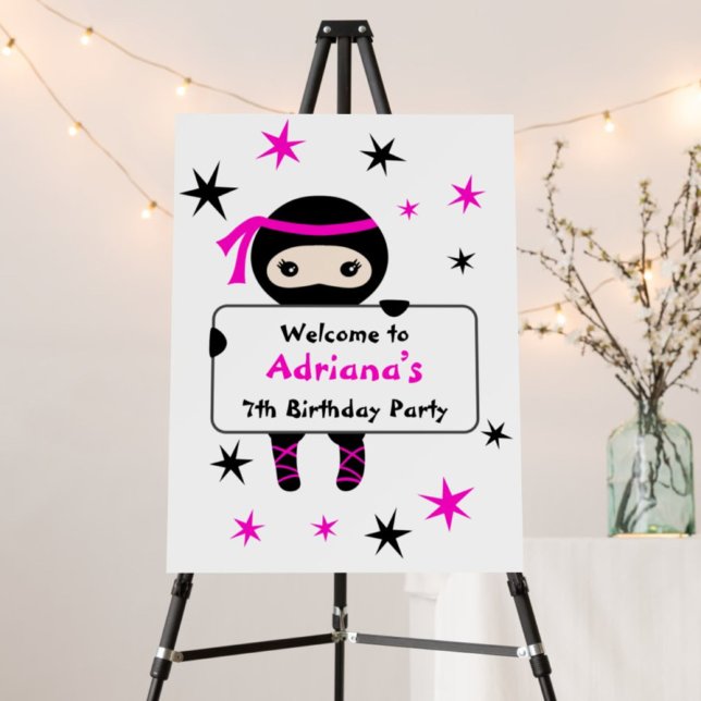 Cute Ninja Warrior Kids Bday Party Welcome Sign (Creator Uploaded)