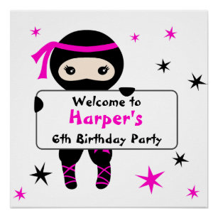 Cute Ninja Warrior Kids Bday Party Welcome Sign