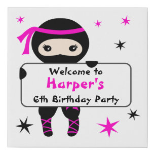 Cute Ninja Warrior Kids Bday Party Welcome Sign