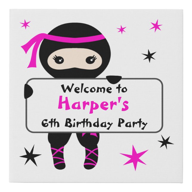 Cute Ninja Warrior Kids Bday Party Welcome Sign (Front)