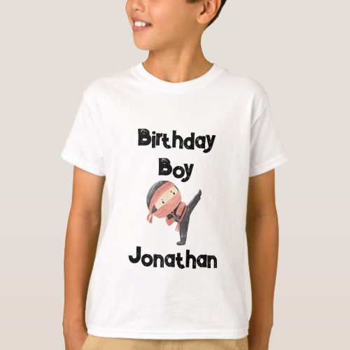 Cute Ninja Warrior Kids Birthday Boy T_Shirt