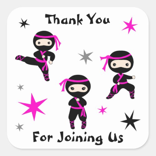 Cute Ninja Warrior Kids Birthday Party Favor Favor Square Sticker