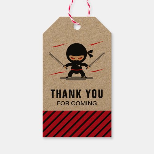 Cute Ninja Warrior Kids Birthday Party Favor Gift Tags