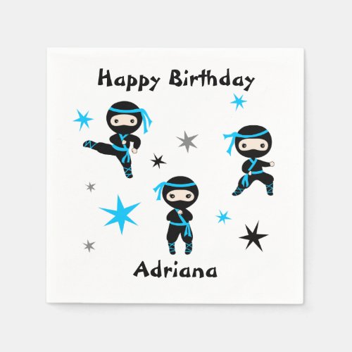Cute Ninja Warrior Kids Birthday Party Favor Napkins
